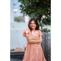 Peach Cotton Ruffled Dress