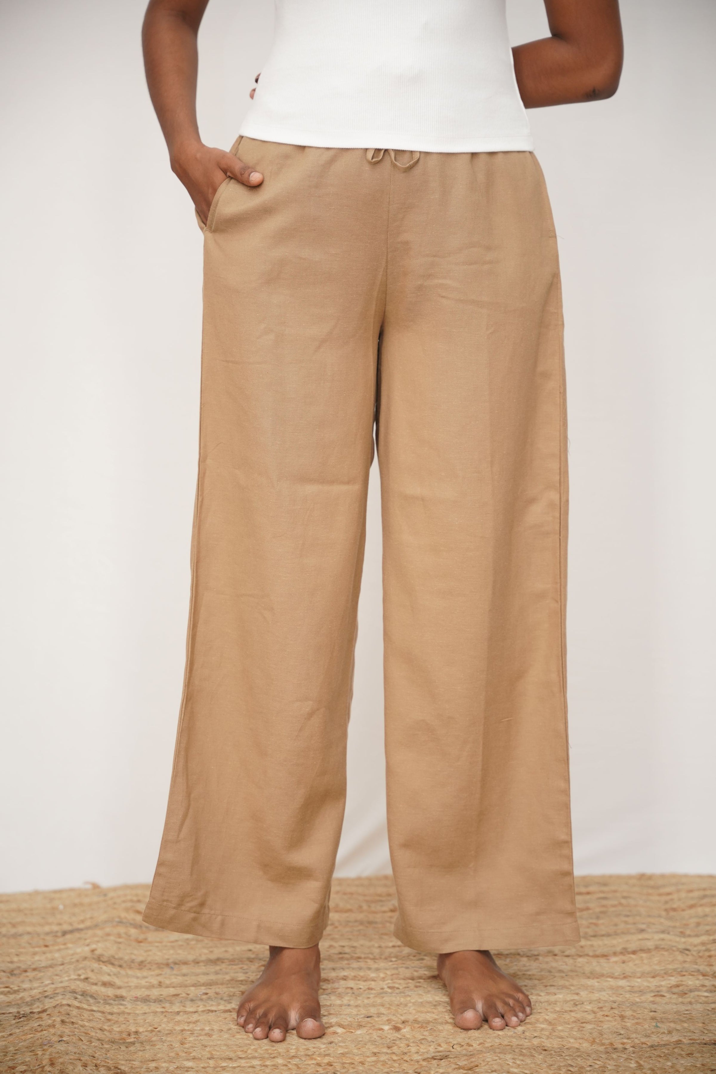 Brown Linen Viscose Palazzo