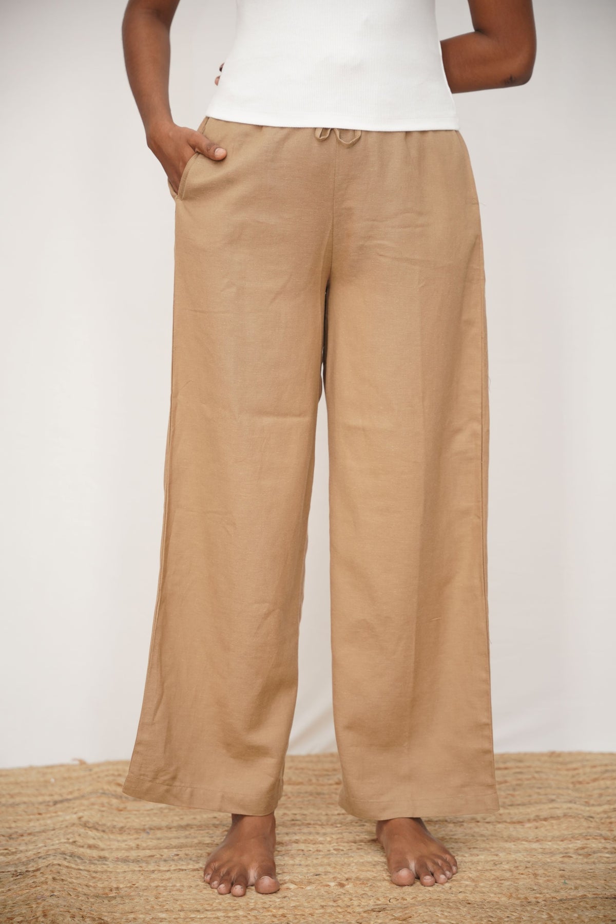 Linen Viscose Palazzo Brown