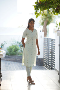 Handloom Peacock Kurti Set