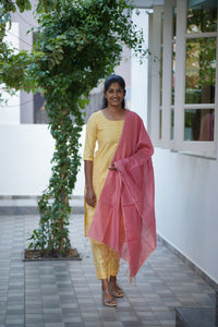 Sunset Raw Silk Kurti Set
