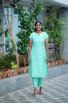Turquoise Raw Silk Co ord Set