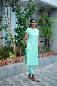 Turquoise Raw Silk Co ord Set