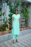 Turquoise Raw Silk Co ord Set