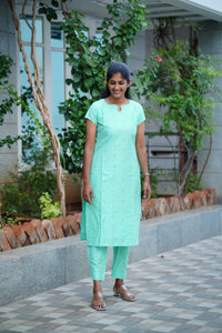 Turquoise Raw Silk Co ord Set