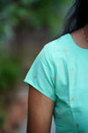 Turquoise Raw Silk Co ord Set