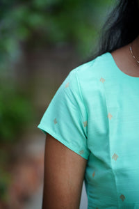 Turquoise Raw Silk Co ord Set