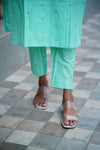 Turquoise Raw Silk Co ord Set