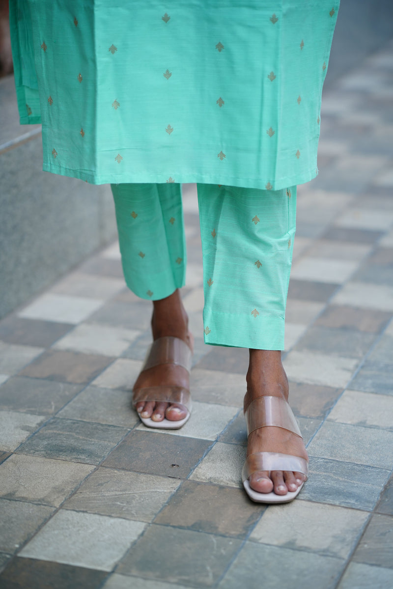 Turquoise Raw Silk Co ord Set