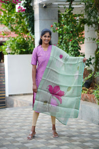 Royal Pink Raw Silk Top and Dupatta