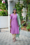Royal Pink Raw Silk Top and Dupatta