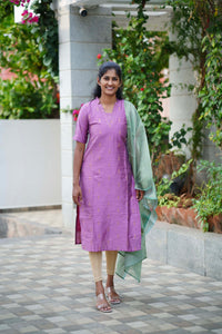 Royal Pink Raw Silk Top and Dupatta