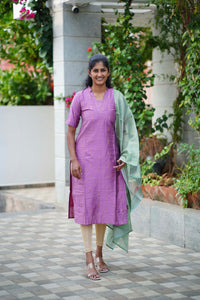 Royal Pink Raw Silk Top and Dupatta