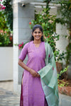 Royal Pink Raw Silk Top and Dupatta