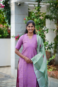 Royal Pink Raw Silk Top and Dupatta
