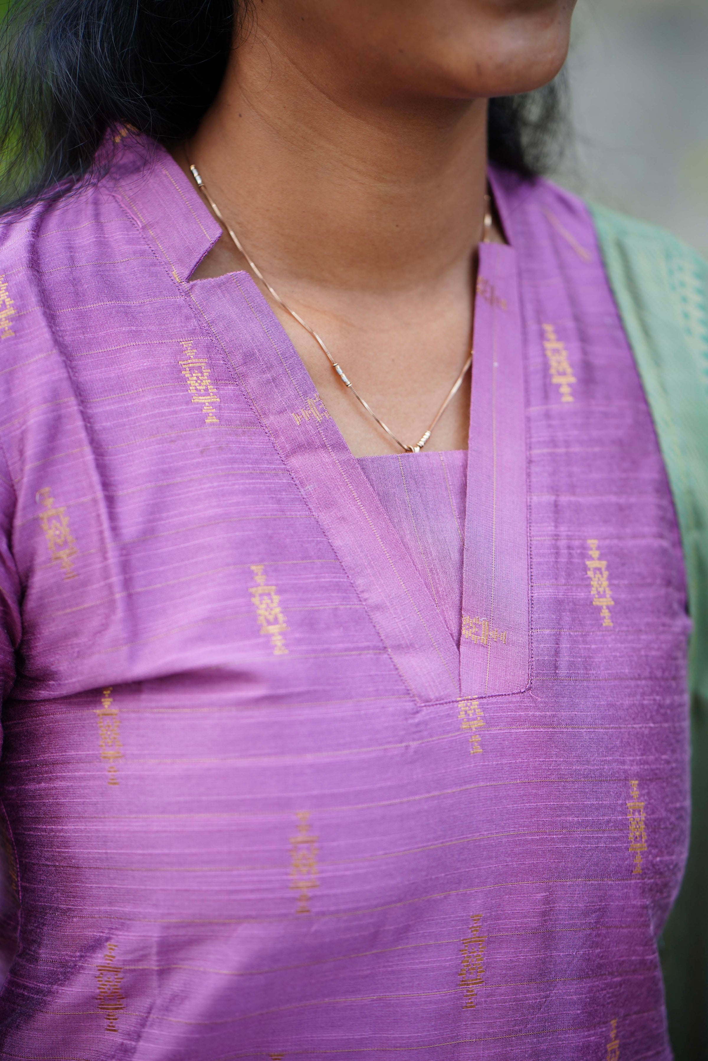 Royal Pink Raw Silk Top and Dupatta