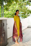 Green Raw silk Top and Dupatta
