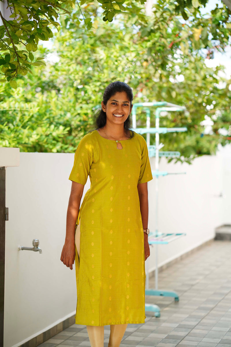 Green Raw silk Top and Dupatta