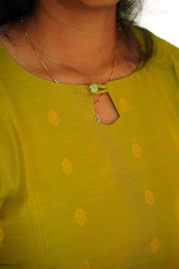 Green Raw silk Top and Dupatta