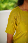 Green Raw silk Top and Dupatta