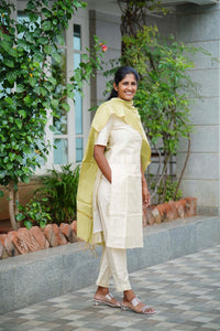 Half white Raw Silk 3 pcs set