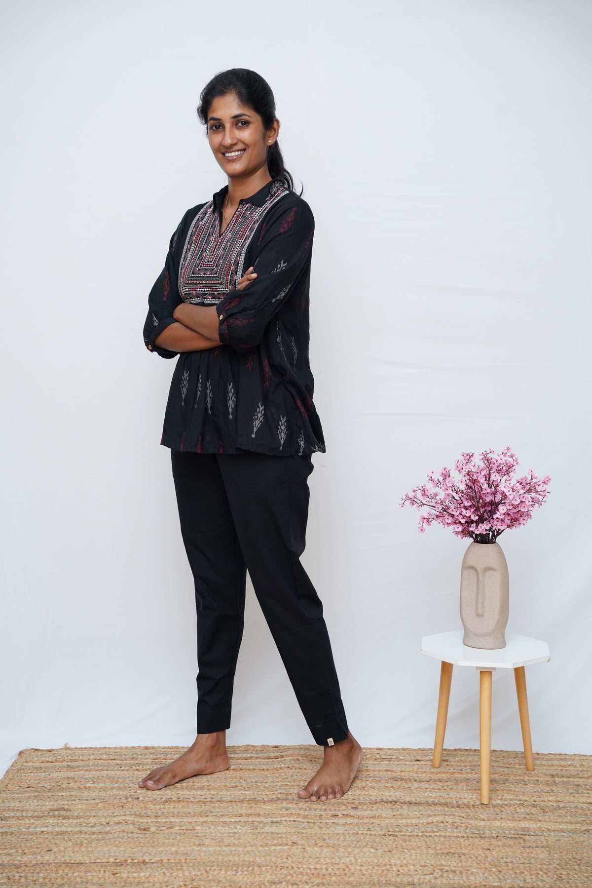 Black True Cotton Kurti Pant