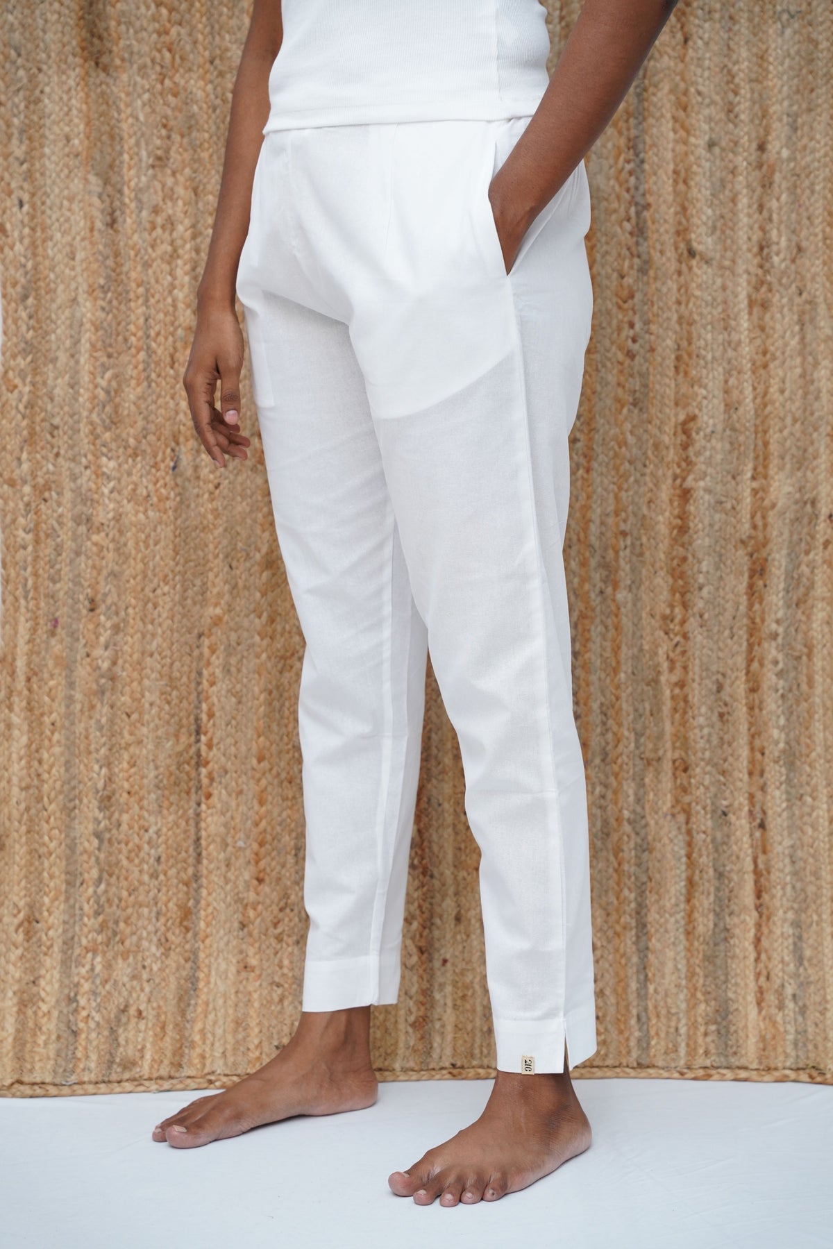 White True Cotton Kurti Pant