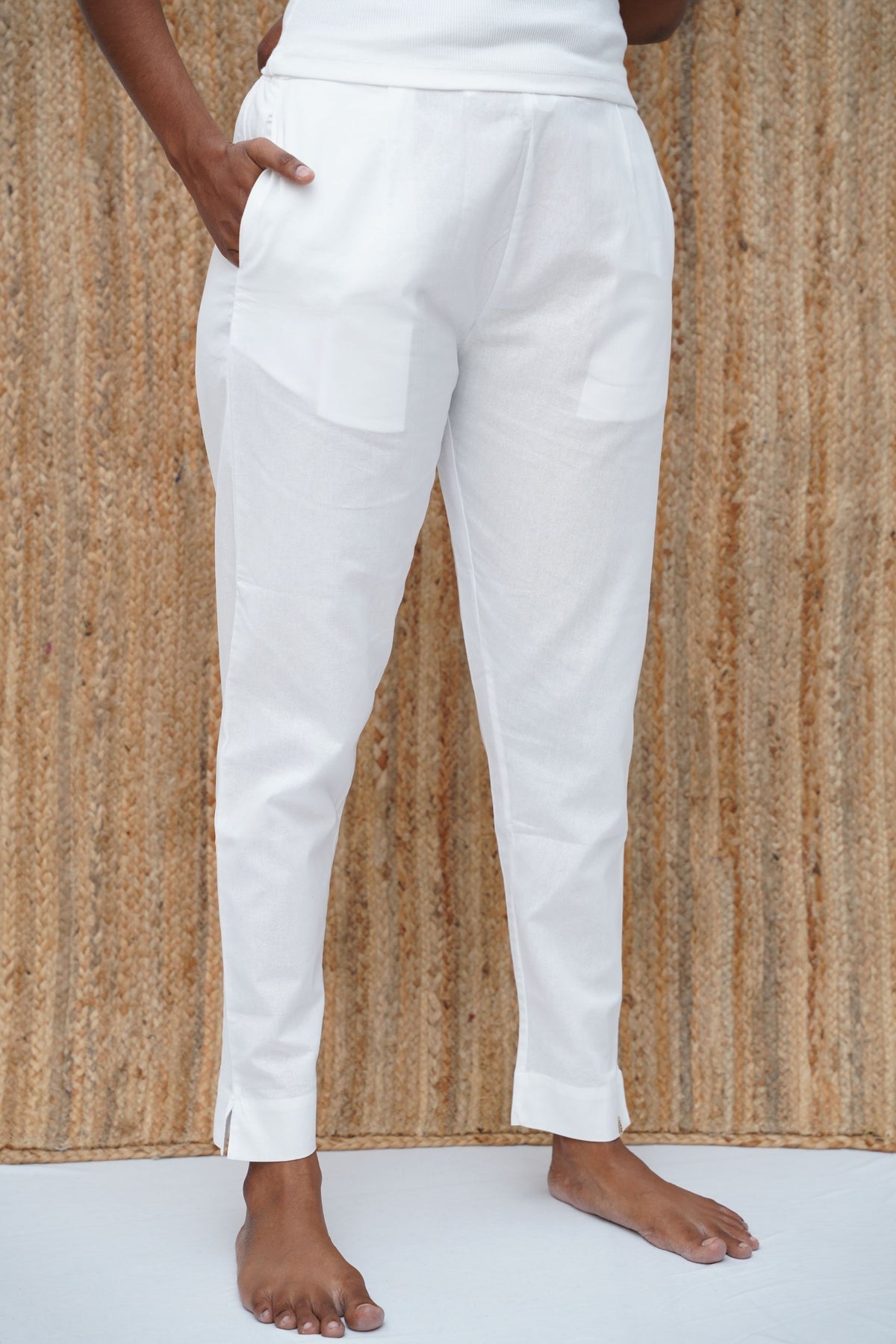 White True Cotton Kurti Pant