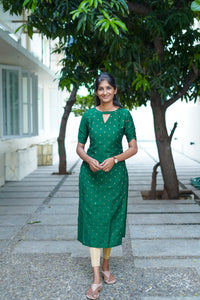 Emerald Grace Raw Silk Top