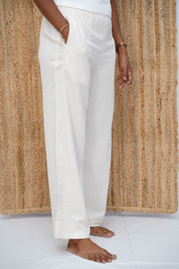 Linen Viscose Palazzo Half White