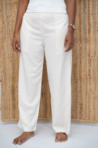 Linen Viscose Palazzo Half White
