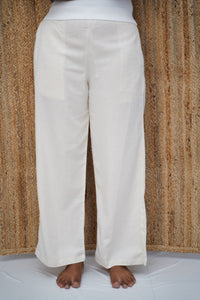 Linen Viscose Palazzo Half White