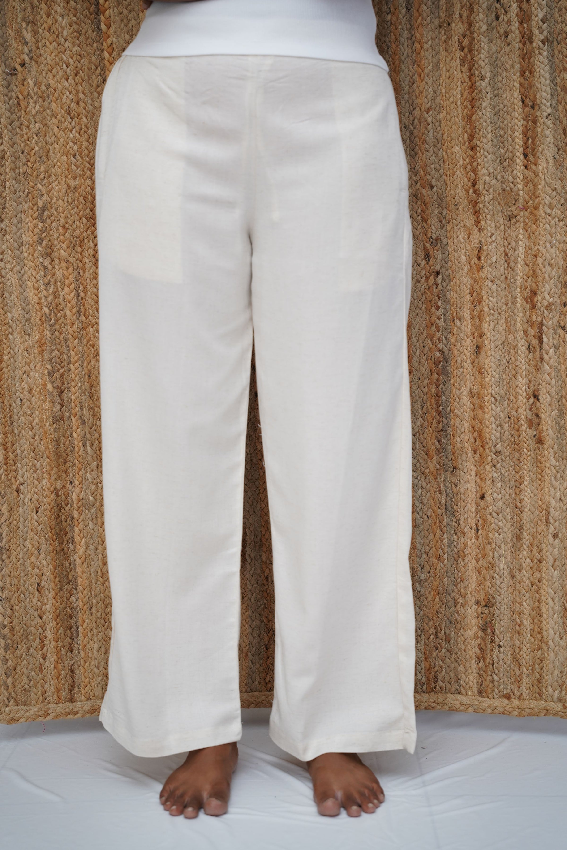 Linen Viscose Palazzo Half White