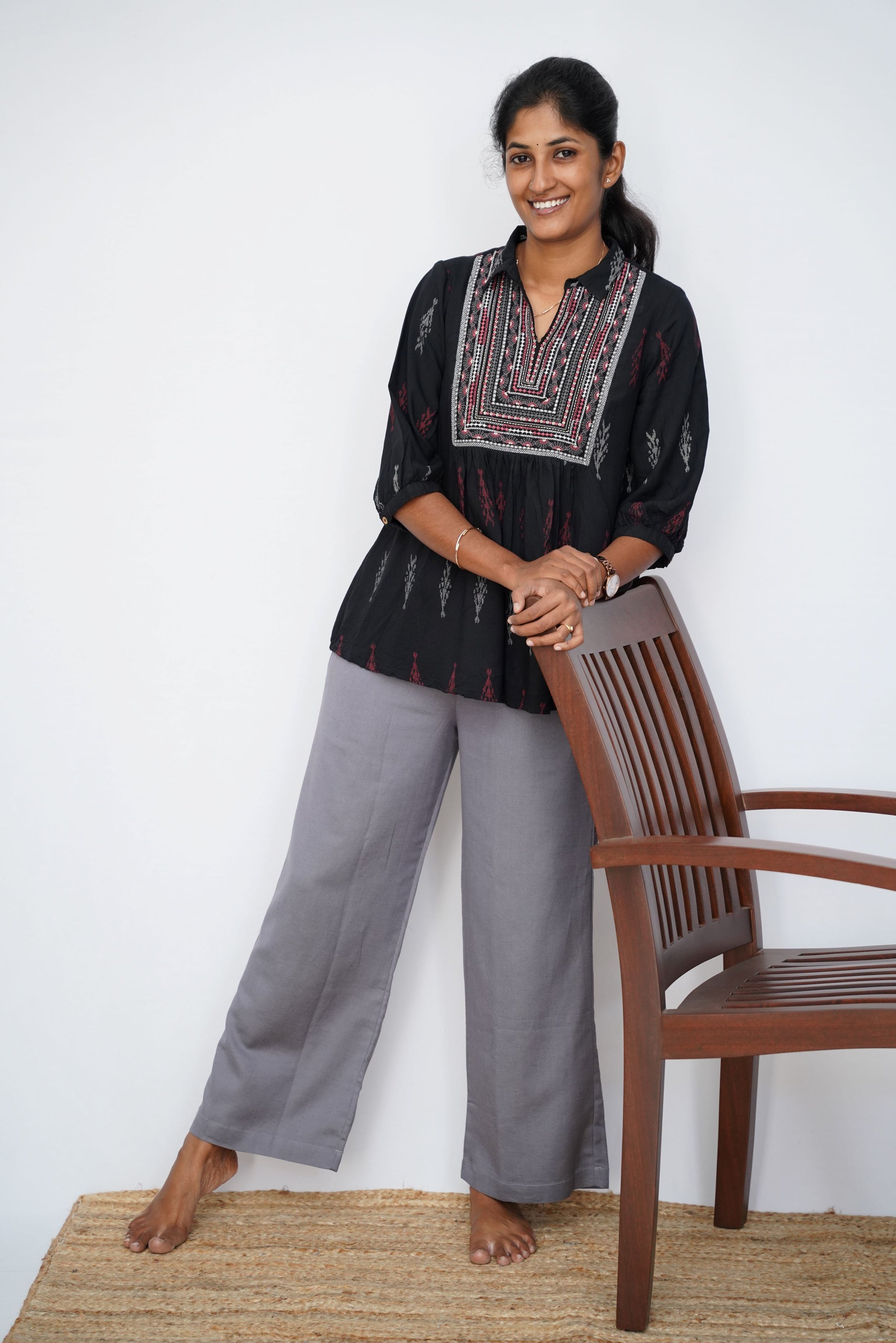 Linen Viscose Palazzo Grey