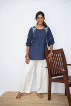 Linen Viscose Palazzo Half White
