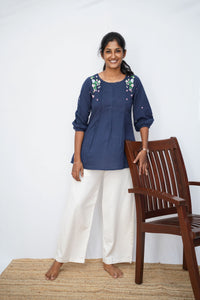 Linen Viscose Palazzo Half White