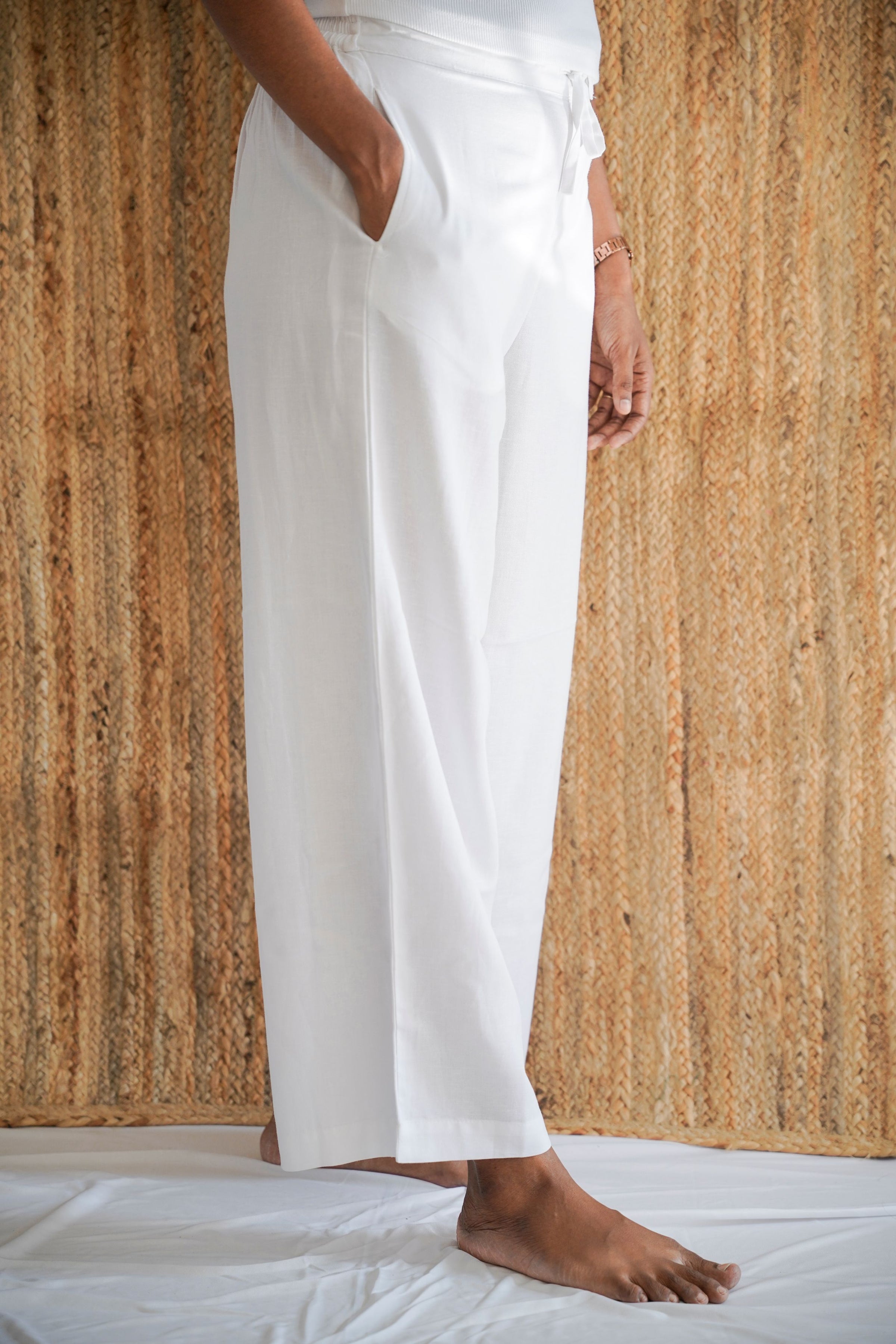 Viscose Linen Palazzo White
