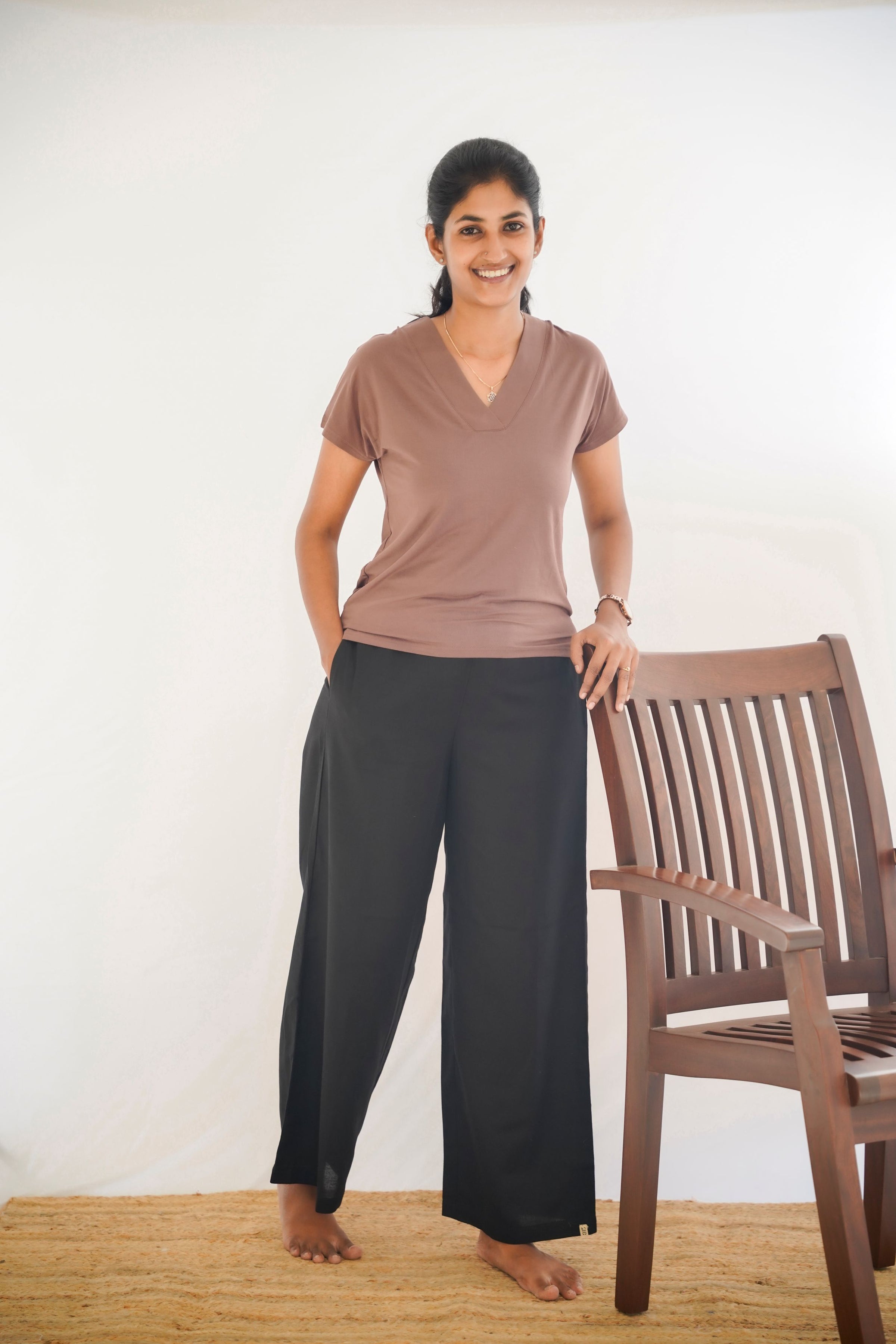 Viscose Linen Palazzo Black
