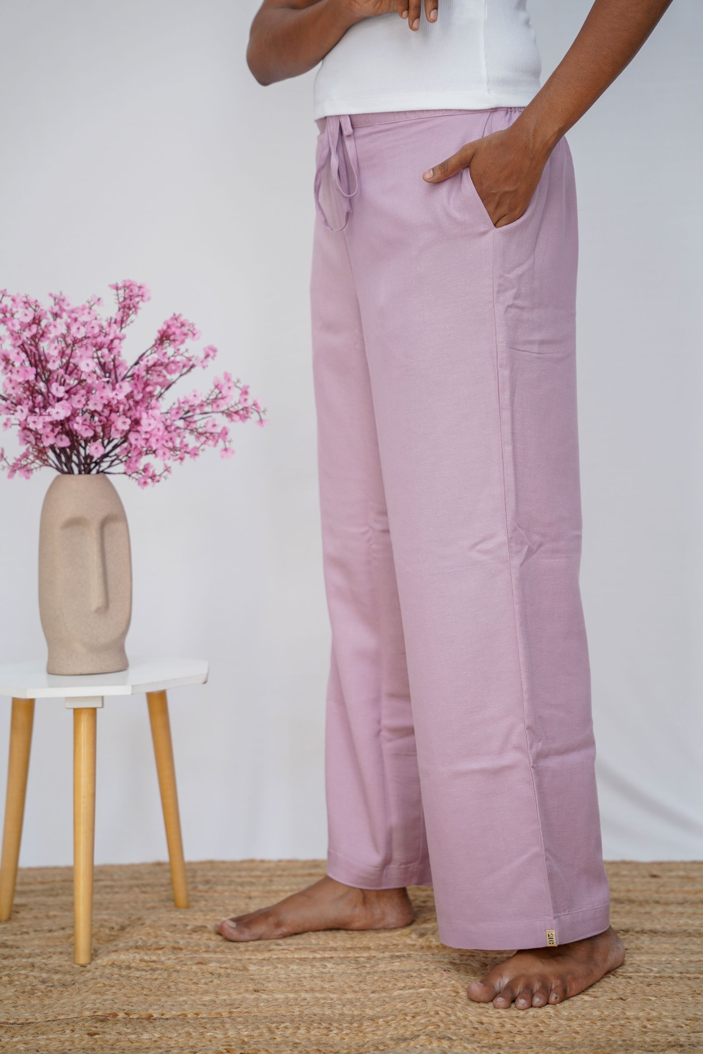 Lilac Pink Linen Palazzo